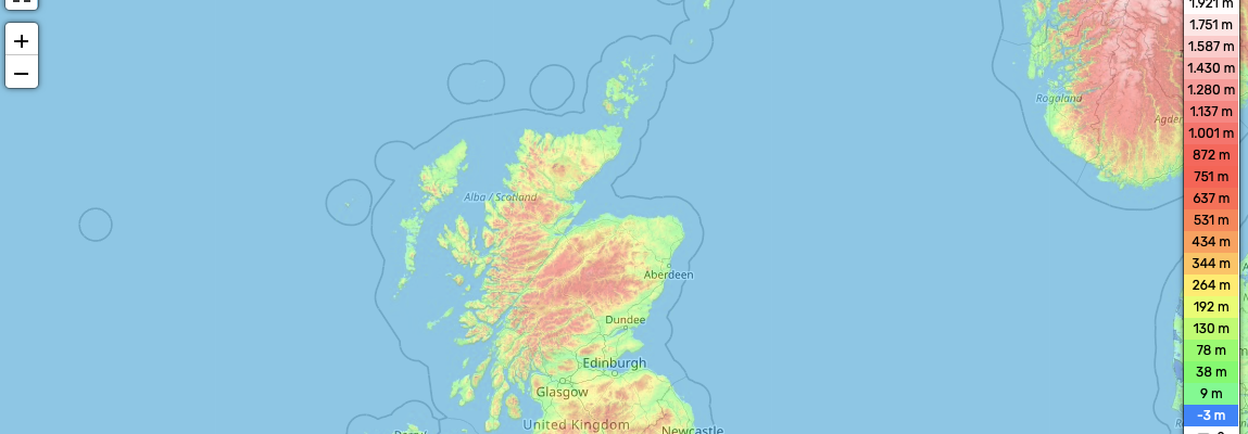 Schottland - Topografische Karte Openstreetmap und TessaDEM